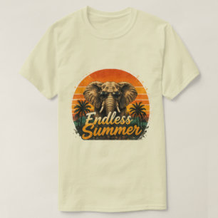 Camiseta Elefante Endless Summer Safari Sunset Retro