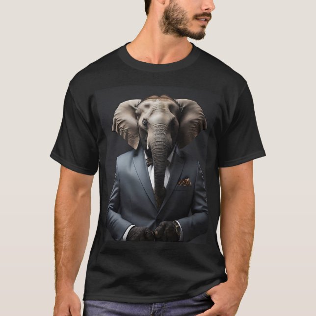 Camiseta Elefante engraçado de terno (Frente)