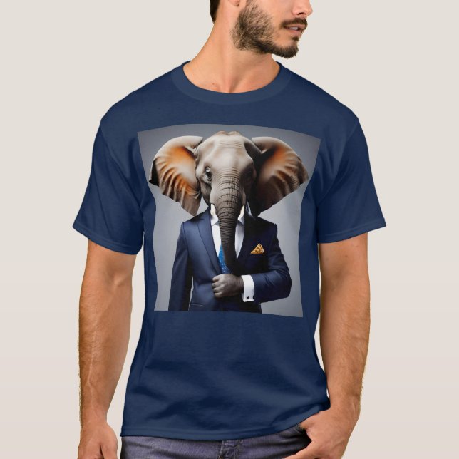 Camiseta Elefante engraçado de terno (Frente)