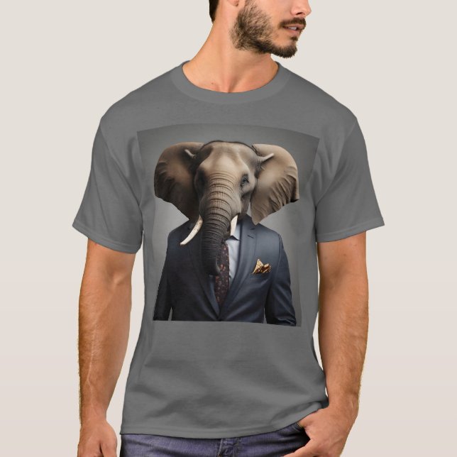 Camiseta Elefante engraçado de terno (Frente)