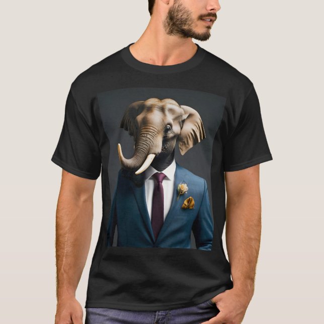 Camiseta Elefante engraçado de terno (Frente)