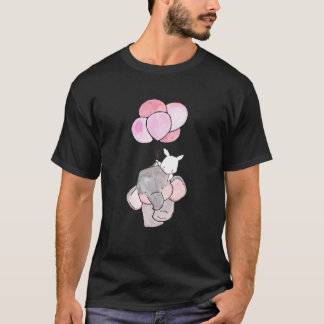 Camiseta Elefante Engraçado E Coelho Branco Segurando Balõe