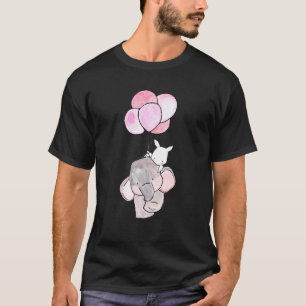 Camiseta Elefante Engraçado E Coelho Branco Segurando Balõe