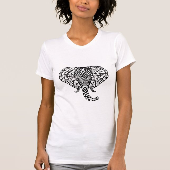 Camiseta Elefante étnico do teste padrão (Frente)