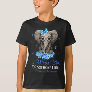 Camiseta Elefante Eu visto Azul para Alguém Despertar Diabe