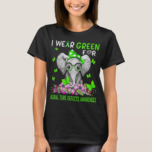 Camiseta Elefante Eu Visto Verde Para Defeitos No Tubo Neur (Frente)
