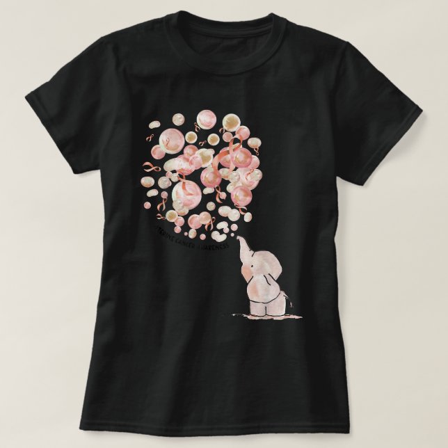Camiseta Elefante Explode Balões de Pêssego Cancer Uterino  (Frente do Design)