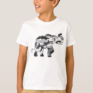 Camiseta Elefante feito em Padrão do Exército de Camuflagem
