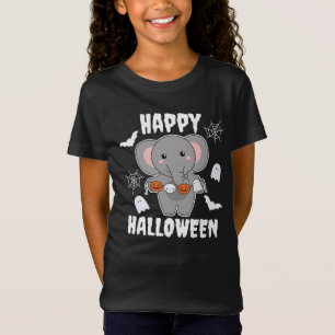 Camiseta Elefante Feliz Halloween Pumpkin Bat Costume