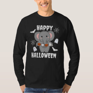 Camiseta Elefante Feliz Halloween Pumpkin Bat Costume