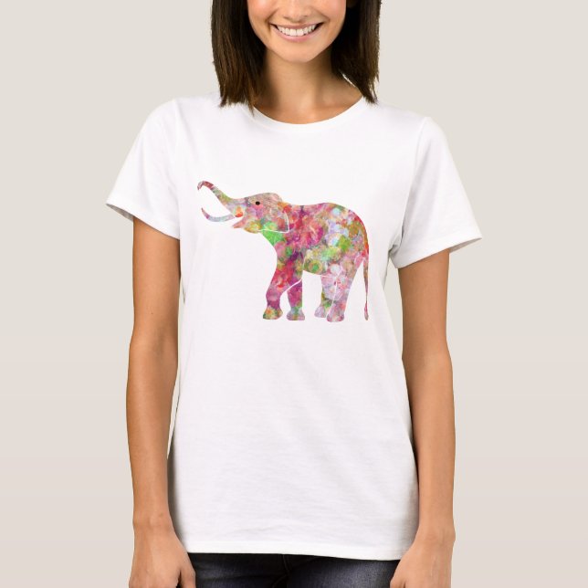Camiseta Elefante Floral Colorida (Frente)