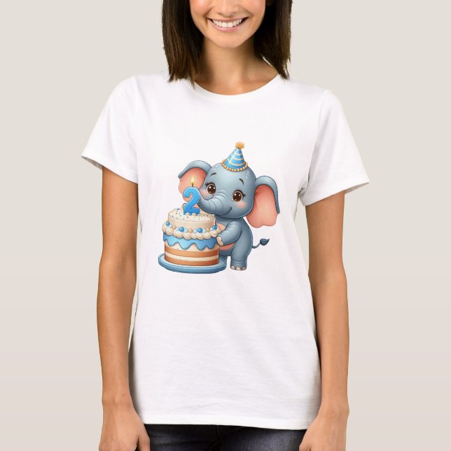 Camiseta Elefante Fofo 2º Aniversário (Frente)