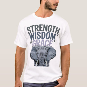 Camiseta Elefante 'Força, Sabedoria, Graça' Arte