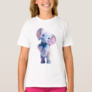 Camiseta Elefante Galáxia Aquarela Pastel Caprichoso Crianç