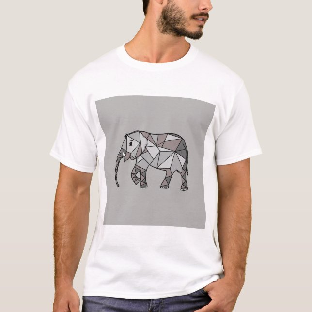 Camiseta elefante geométrico, cinza 2 de bispo (Frente)