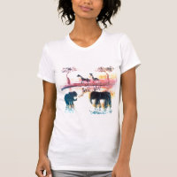 Elefante, Girafa Safari Sunset Art