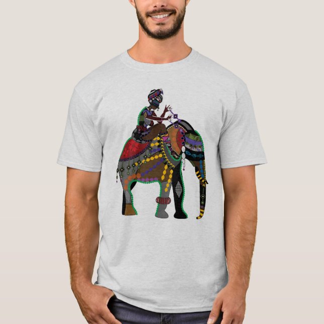Camiseta ELEFANTE INDIANO da ARTE com t-shirt do CAVALEIRO (Frente)