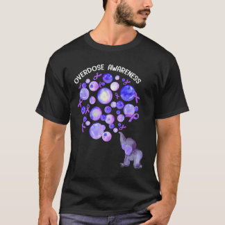 Camiseta Elefante Inflando Balões Roxos Conscientização sob