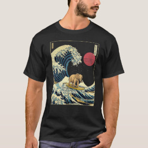 Camiseta Elefante Kanagawa Wave Surf Engraçado