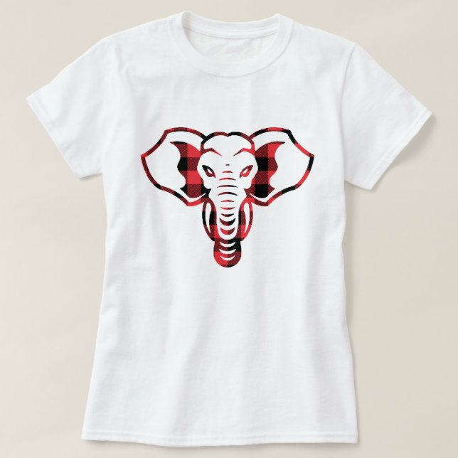 Camiseta Elefante legal de Xadrez Vermelha (Frente do Design)