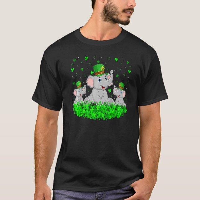 Camiseta Elefante Leprechaun Elefante Rua Patrick S Day (Frente)