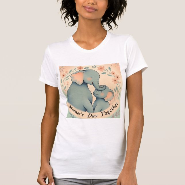 Camiseta Elefante Mãe Bebê Juntos Dia de as mães T-shirt (Frente)