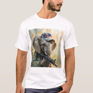Camiseta Elefante MAGA legal com armas e camuflagem AMÉRICA
