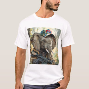Camiseta Elefante MAGA legal com armas e camuflagem AMÉRICA