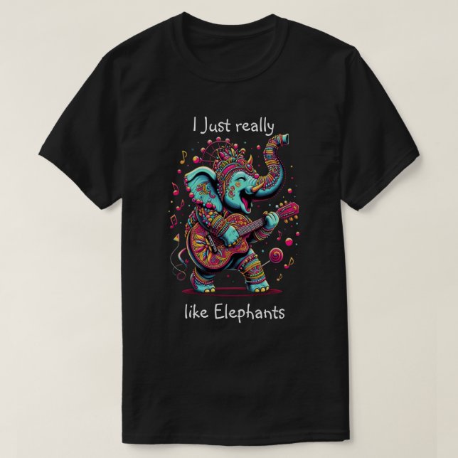 Camiseta Elefante Majestoso Com Designs Tribais Vibrantes (Frente do Design)