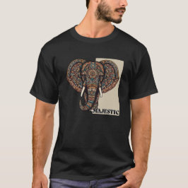 Camiseta Elefante majestoso no design asteca