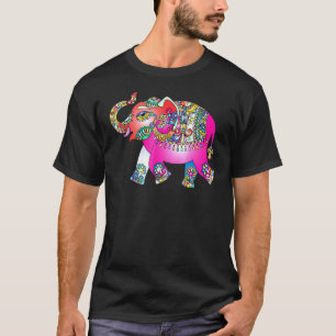 Camiseta Elefante Mandala - Arco-Íris Colorido Psicodélico