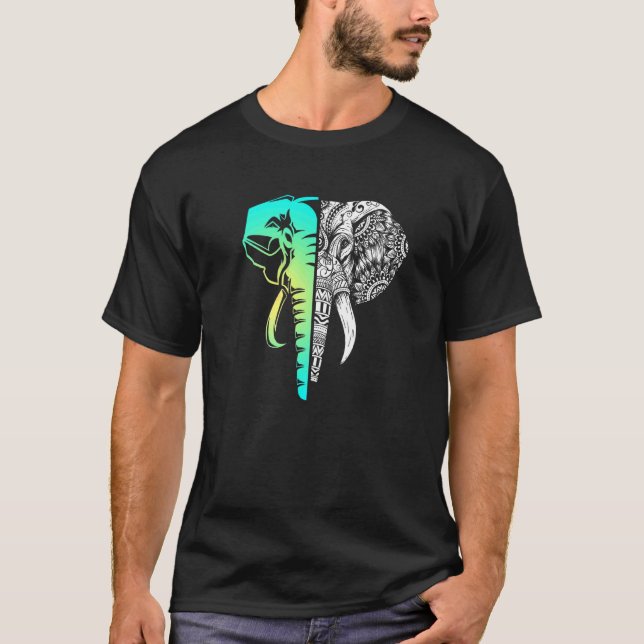 Camiseta Elefante Mandala Wilderness Safari Africa India Wi (Frente)