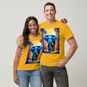 Camiseta Elefante Místico: Jornada da Floresta Sunset