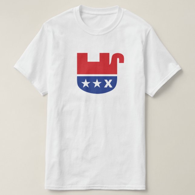 Camiseta Elefante Morto Republicano Anti-Trump GOP (Frente do Design)