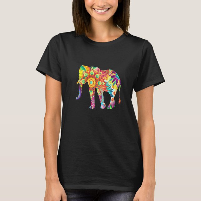 Camiseta Elefante multicolorido psíquico (Frente)