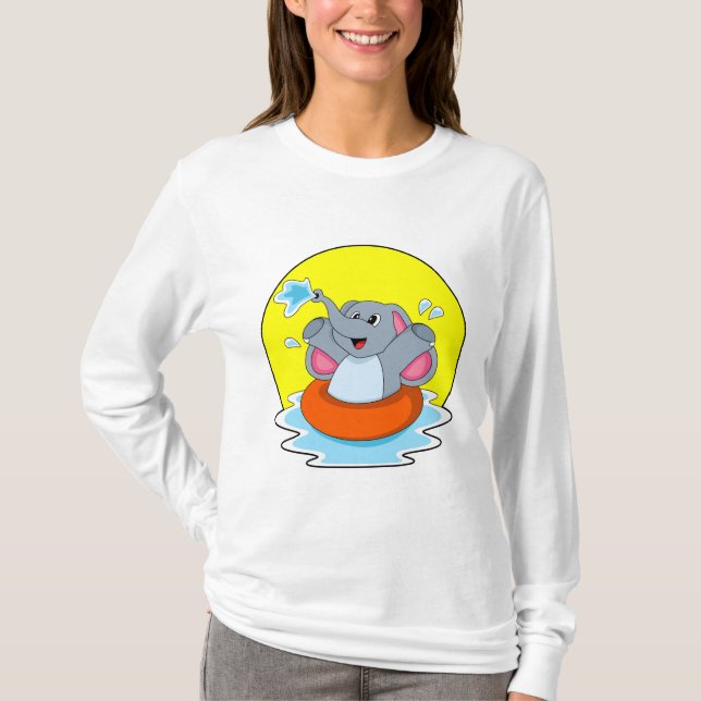 Camiseta Elefante nadando com bóia de salvamento (Frente)