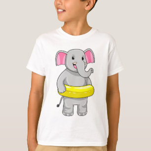 Camiseta Elefante Nadando com Lifebuoy