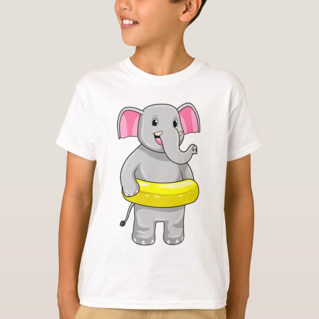 Camiseta Elefante Nadando com Lifebuoy (Frente)
