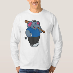 Camiseta Elefante no Baseball com bastão de beisebol