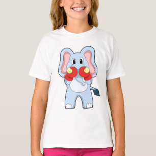 Camiseta Elefante no boxe com luvas de boxe