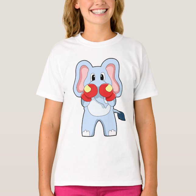 Camiseta Elefante no boxe com luvas de boxe (Frente)