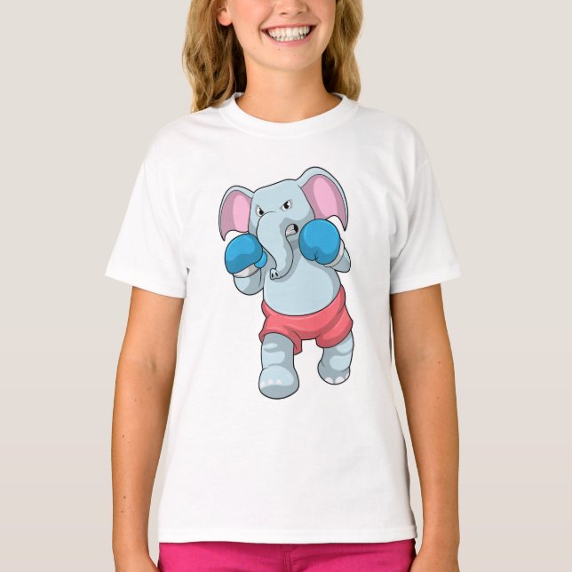 Camiseta Elefante no Boxing com luvas in a box (Frente)