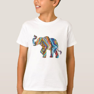 Camiseta Elefante no padrão psicodélico de zebra