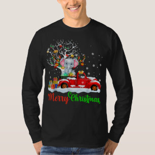 Camiseta Elefante no Red Truck Natal Pajama Engraçado Xmas