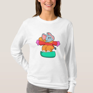 Camiseta Elefante no Snowboard com Snowboard