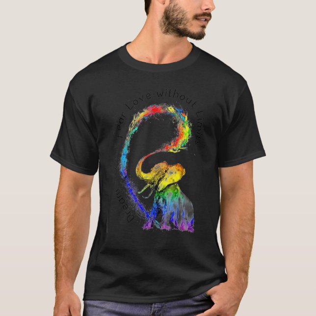 Camiseta Elefante Orgulho gay de Consciência Do Arco-Íris L (Frente)