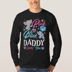 Camiseta Elefante Pai Cor-de-Rosa Azul Te Ama De Gravidez