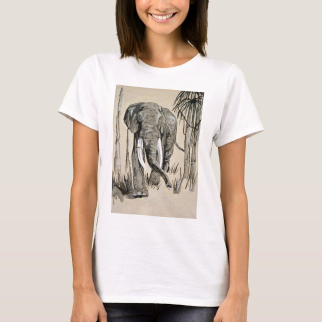 Camiseta Elefante Passando Pela Arte De Savana (Frente)