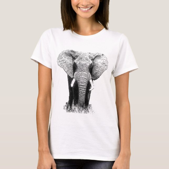 Camiseta Elefante Preto e Branco (Frente)