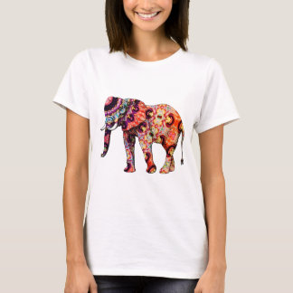 Camiseta Elefante psicadélico colorido do art deco